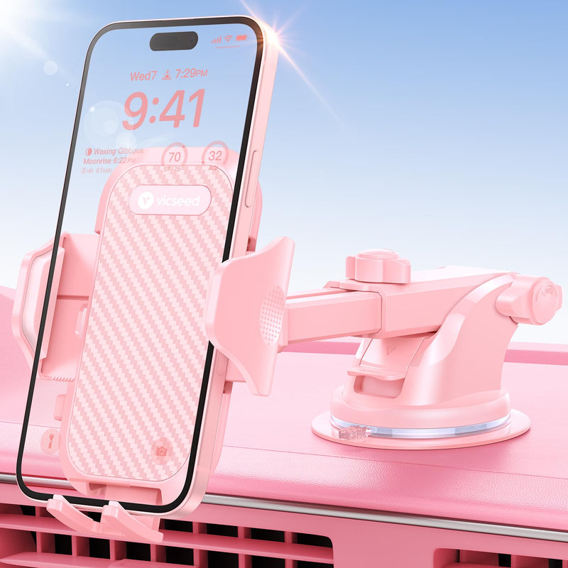 VICSEED [True Strongest Suction [Rally Racing-Grade Stability] Phone Holders for Your Car 2026 Upgraded Car Phone Holder Mount Truck Stand Cradle for iPhone Samsung All Phones, Pink