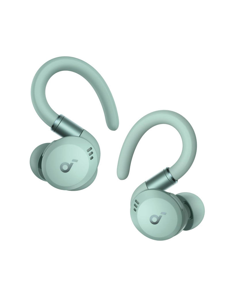 Soundcore Sport X20 by Anker Noise Cancelling Workout Earbuds, Ear Hooks | Rotatable and Extendable Ear Hooks, Deep Bass, IP68 Waterproof, Sweatproof, Dustproof, 48H Playtime, Sport Earbuds for Gym Green Standard Classic
