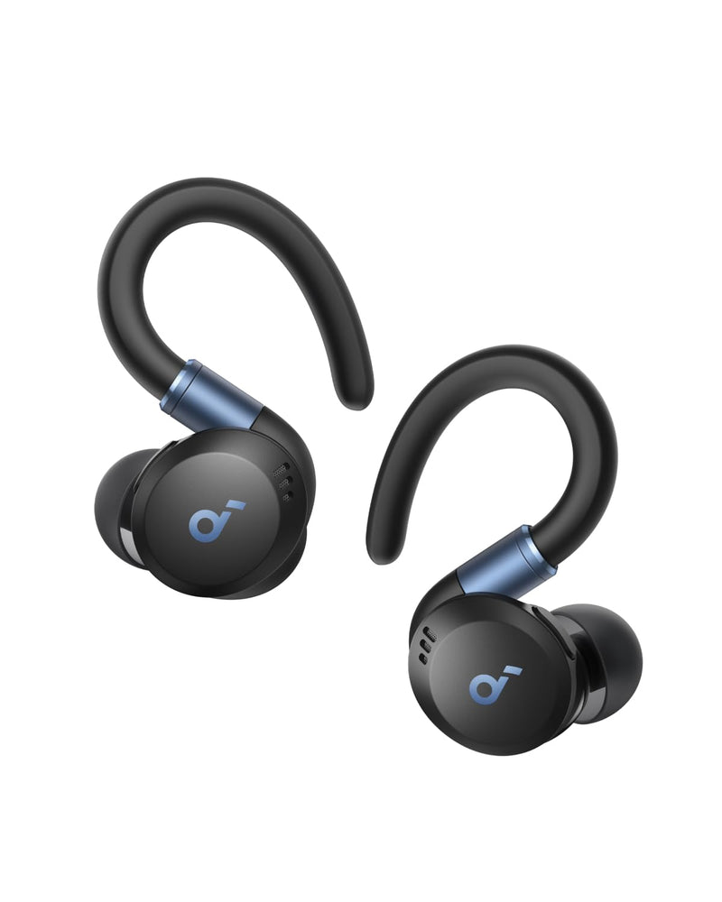 Soundcore Sport X20 by Anker Noise Cancelling Workout Earbuds, Ear Hooks | Rotatable and Extendable Ear Hooks, Deep Bass, IP68 Waterproof, Sweatproof, Dustproof, 48H Playtime, Sport Earbuds for Gym Black Standard Classic