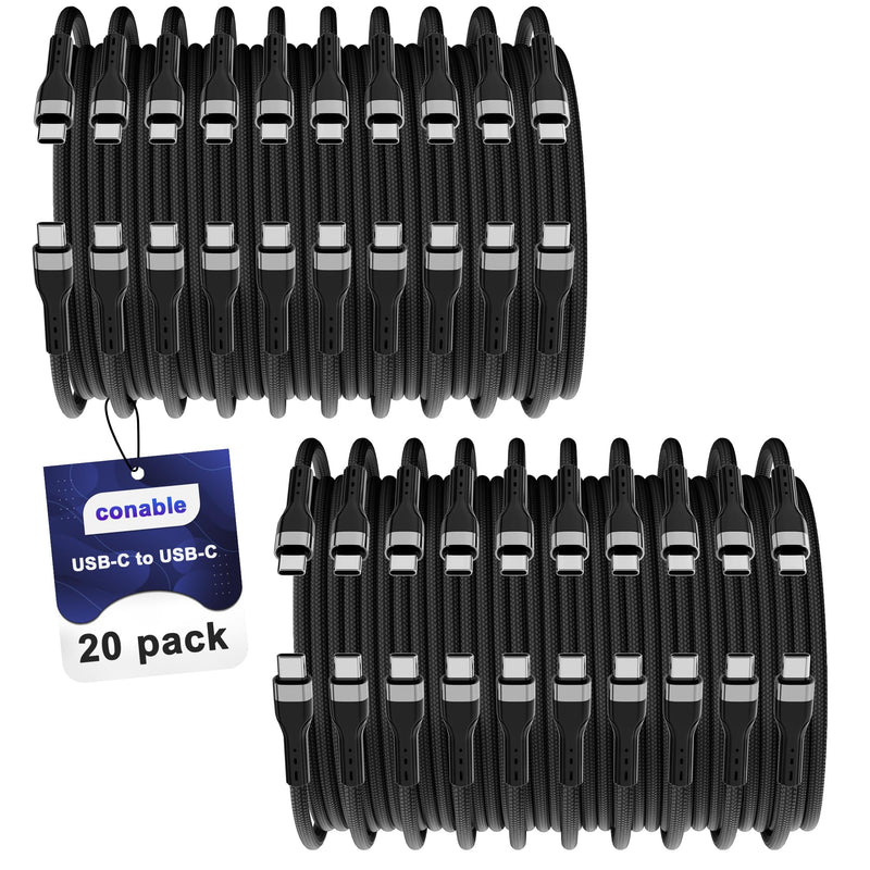 Conable USB Type C Cable (8FT, 20-Pack), USB-C to USB C Fast Charging Cable, Compatible with iPhone 17 Air 16 15 Plus Pro Max, iPad Pro, Galaxy S25 S24 S23, CarPlay, LG and More 8FT