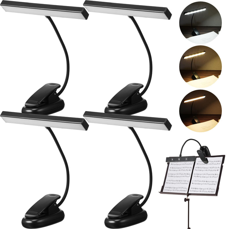 4 Pcs Music Stand Light 18 LED Piano Light Clip on Piano Lamp Adjustable Reading Light USB and AAA Battery(Not Included)/ Rechargeable Operated, 4 Color Temperature Optional (Battery)
