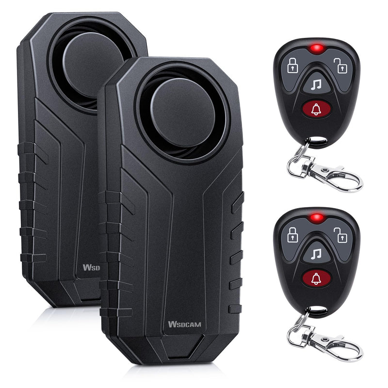 [AUSTRALIA] - WSDCAM 113dB Loud Anti Theft Vibration Sensor Alarm Systems for Electric Bike Motorcycle Golf Car Trailer Mailbox Garage Door Waterproof Home Security Bike Accessories Bike Alarm with Remote (2pack) 22R-01C Black 
