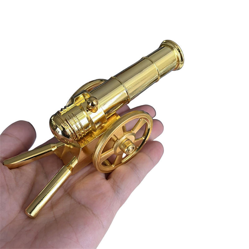 Mini Cannon, Desktop Artillery Model, Stainless Steel Metal Mini Cannon, Military Model Collection Decorations (Gold Color) Gold Color