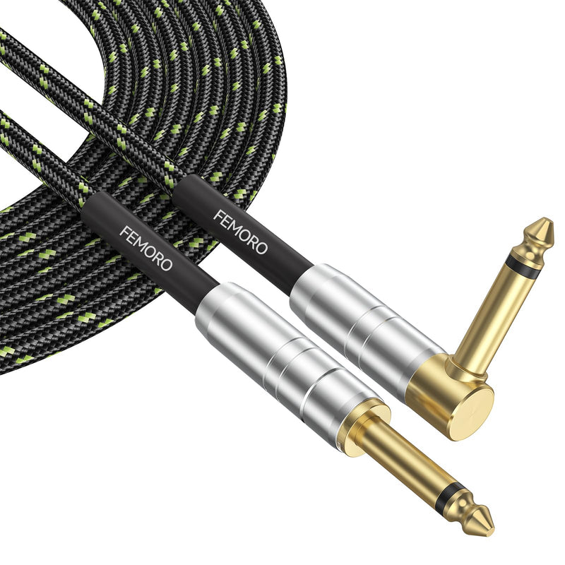 FEMORO Guitar Cable 10 ft, Instrument Cables Electric Guitar Amp Cord TS 1/4 Inch Audio 22AWG Chord 6.35MM Right Angle Support AV Receiver Bass Amplifier AMP Piano Keyboard Microphone Mixer 10 Feet