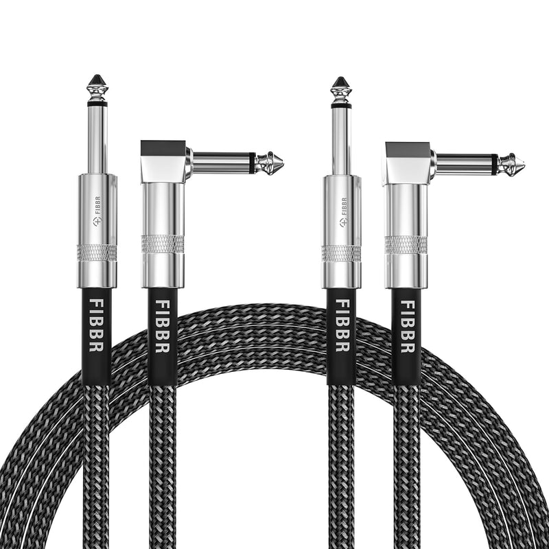 FIBBR Guitar Cable(2Pack-10ft), Right Angle 1/4 Instrument Cable for Electric Bass Guitar, Electric Mandolin, Pro Audio 10ft-2pack-Right Angle