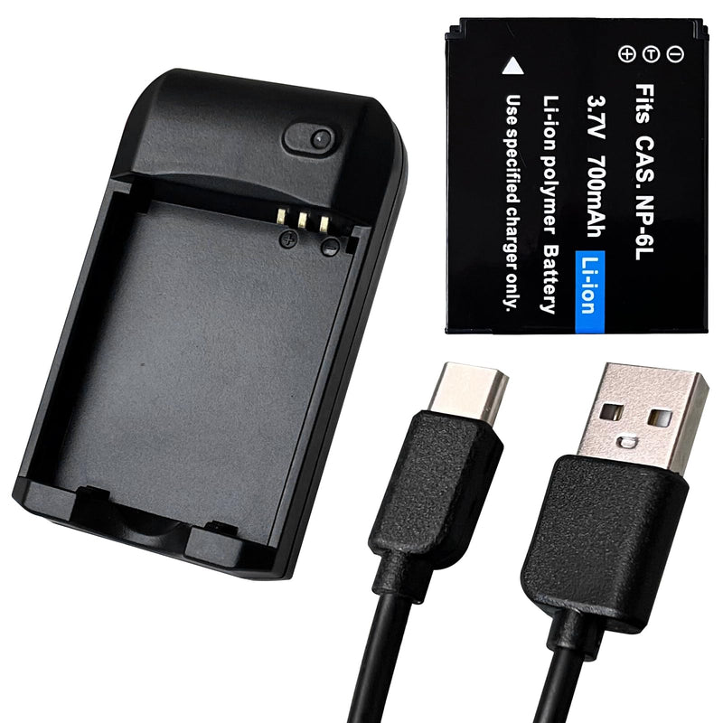 Digital Camera Battery Charger and 3.7V 700mAh NP-6L Rechargeable Lithium Battery (NP-6L Battery Charger)