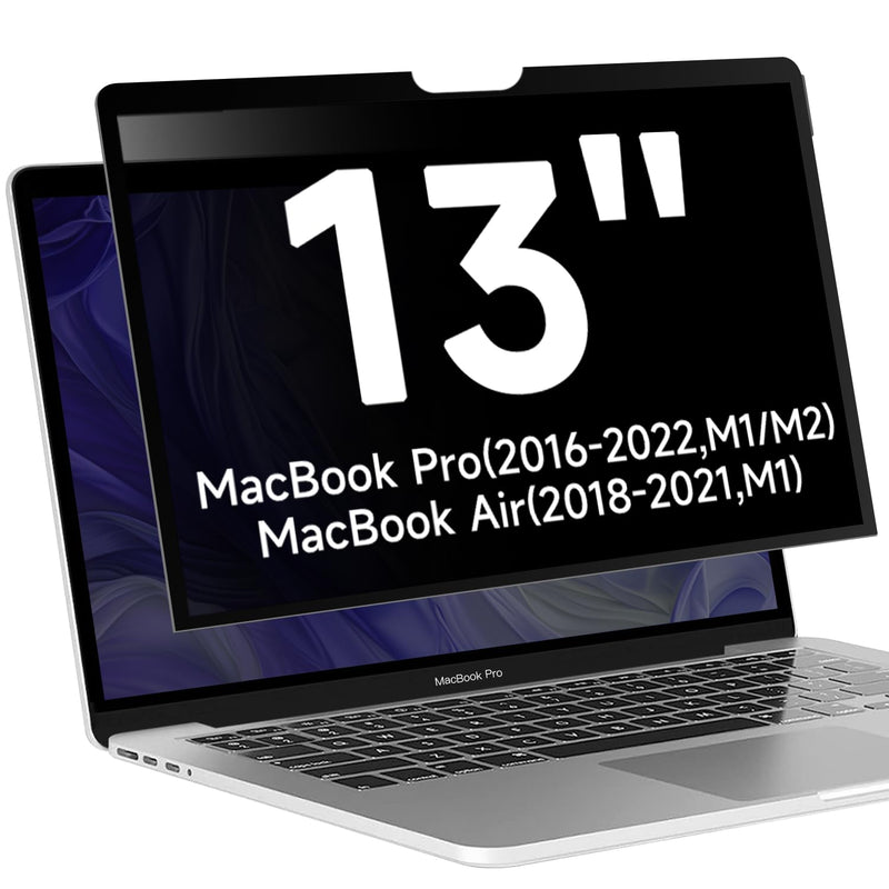Upgraded Privacy Screen Filter Compatible with MacBook Pro 13 Inch (2016-2022, M1, M2)/MacBook Air 13'' (2018-2021, M1), Removable Anti Blue Light Laptop Privacy Screen, No Magnetic No Glue