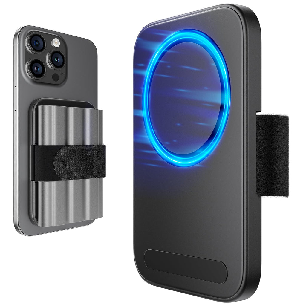 JSAUX Magnetic SSD Clip Designed for iPhone 15 Pro & Pro Max, Filming Accessories for Recording ProRes to SSD & M.2, with Adjustable Velcro Strap and Powerful Magnet to Hold External Storage-Basic Black-Basic