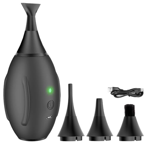 LENSGO Electric Air Blow,Camera Cleaning Kits with 4 Cleaning Heads for CMOS/Regular/Crevice Clean and Brush, 4.0kPa Dust Removal Type C Charge (Black) Black