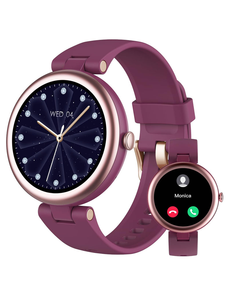 Smart Watches for Women, Round Bluetooth Call Smartwatch for iPhone Android Phones, Waterproof Fitness Tracker Watch with Heart Rate Monitor Sleep Tracker 100+Sports, Stylish Gifts for Women Purple