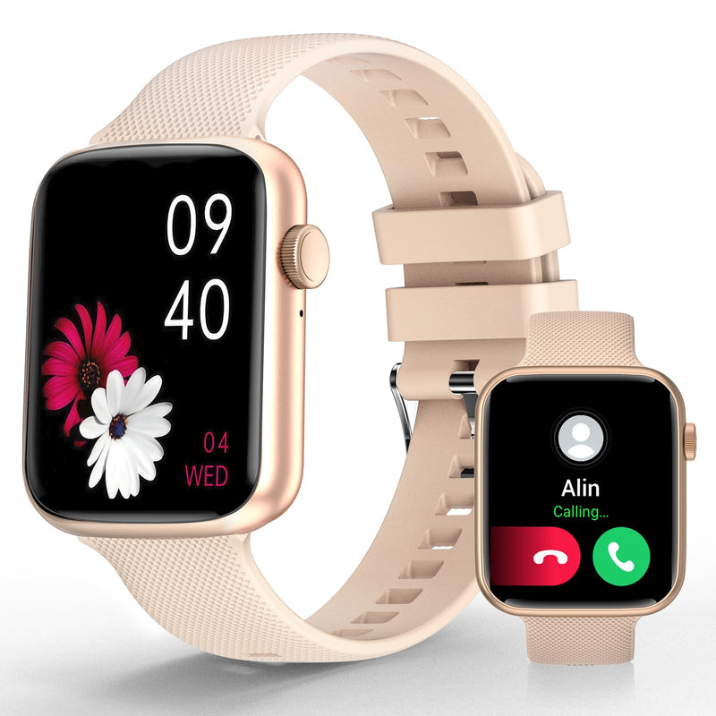 YoYoFit Smart Watch(Answer/Make Call), 1.85" Smartwatch for Women, Fitness Activity Tracker with Heart Rate Blood Oxygen Sleep Monitor Step Calorie Counter for iPhone Android Phones, Pink