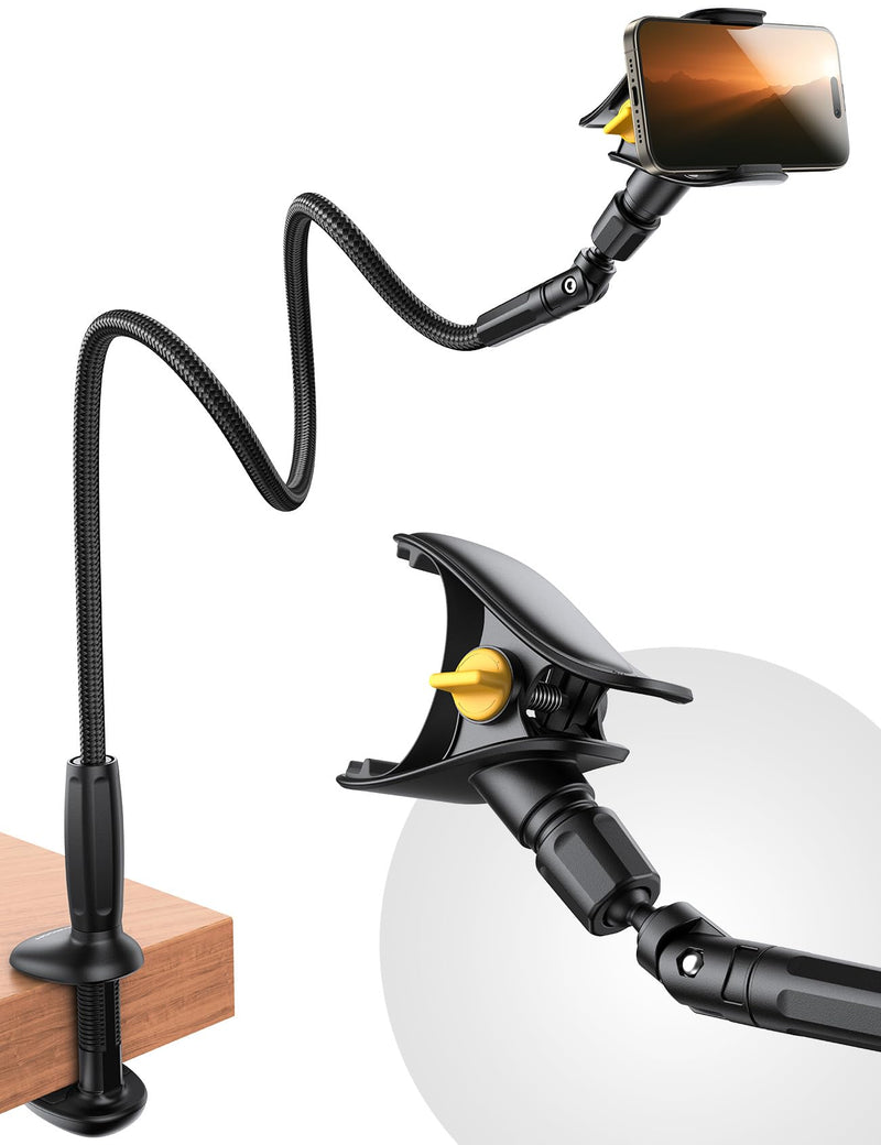 [AUSTRALIA] - JOYROOM Gooseneck Phone Holder for Bed, [Upgrade Safety Lock] Flexible Long Arm Phone Stand, 720° Adjustable Desk Clamp Clip Phone Mount for iPhone 16 & All 4-7" Devices 