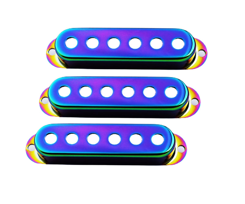 Guyker 3Pcs Single Coil Guitar Pickup Covers (52mm Pole Spacing), Copper Pickup Mounting Ring Set Guitar Accessories Replacement Part, (PS001, Chameleon Rainbow) PS001, Chameleon Rainbow