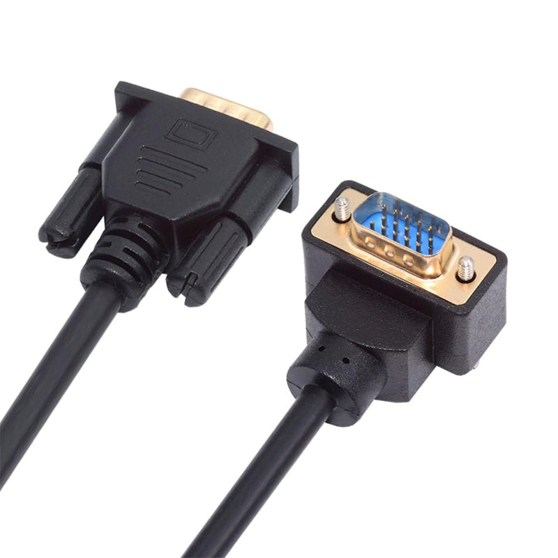 cablecc VGA RGB Male to Straight Male Extension Cable 3COAX+6C Up Angled 90 Degree for Monitor Projector Computer