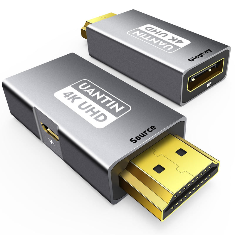 HDMI to DisplayPort Adapter (4K 60Hz,1080p 120Hz) Uni-Directional HDMI Male to DP Female Converter [2 Pack] for Monitor Compatible with GPU,Laptop,AMD,NVIDIA,PS5,Xbox More 3.92 inch