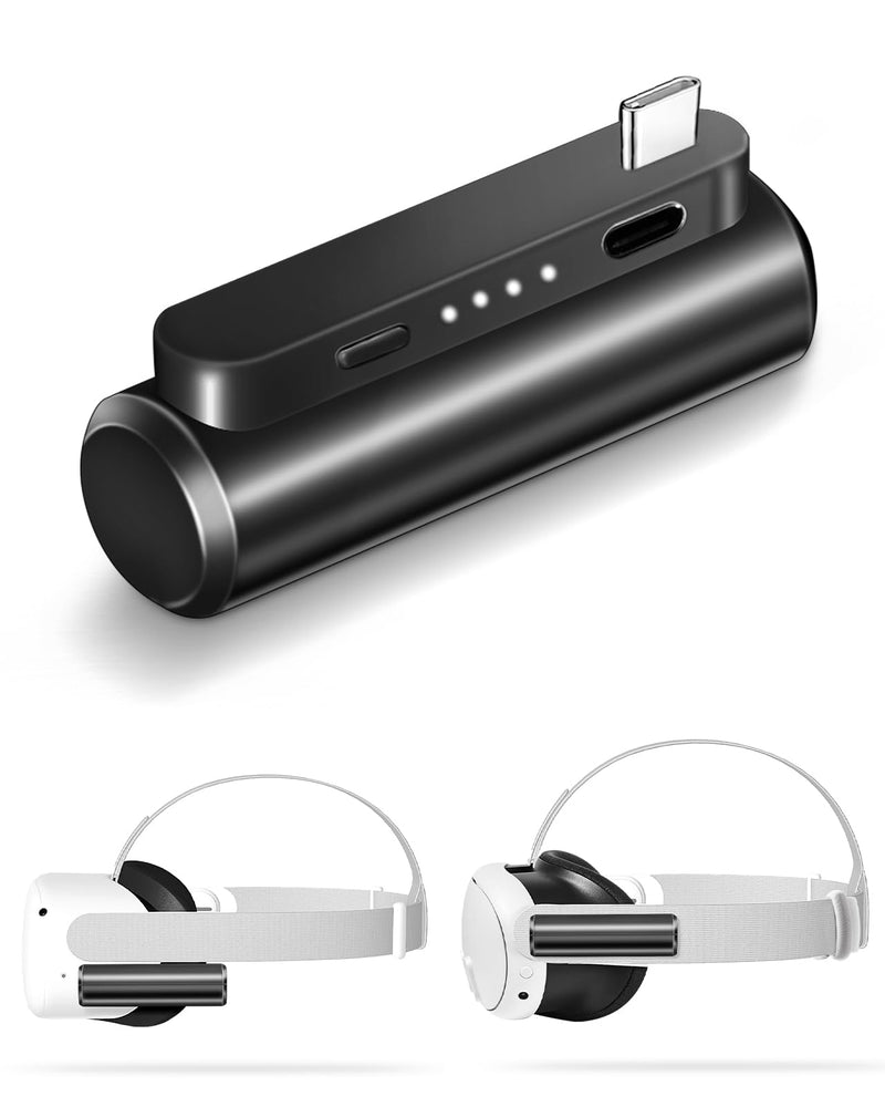 Colelulu Battery Pack for Meta Quest 3 & Oculus Quest 2, 3400mAh Portable Charger Accessories fit VR Quest 3/2 Original Strap, Lightweight & Steady Charging Extend Extra 1-2H Playtime (Black) Black