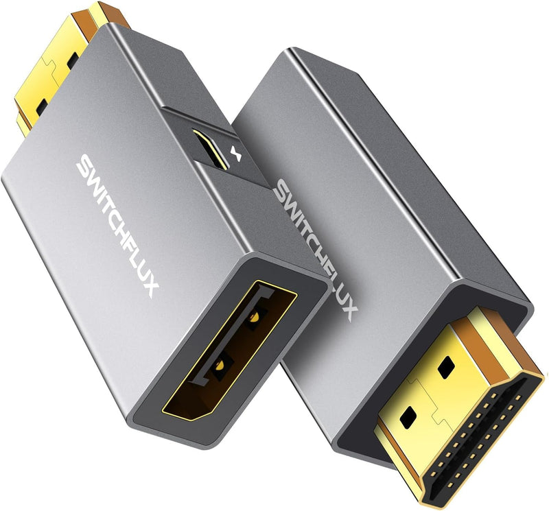 HDMI to Displayport Adapter [2 Pack], 4k@60Hz HDMI to Displayport Converter, Aluminium HDMI Male to DP Female Adapter Compatible with PC, Graphics Card, Laptop and More, 1.96 inch, Grey 2 Pack
