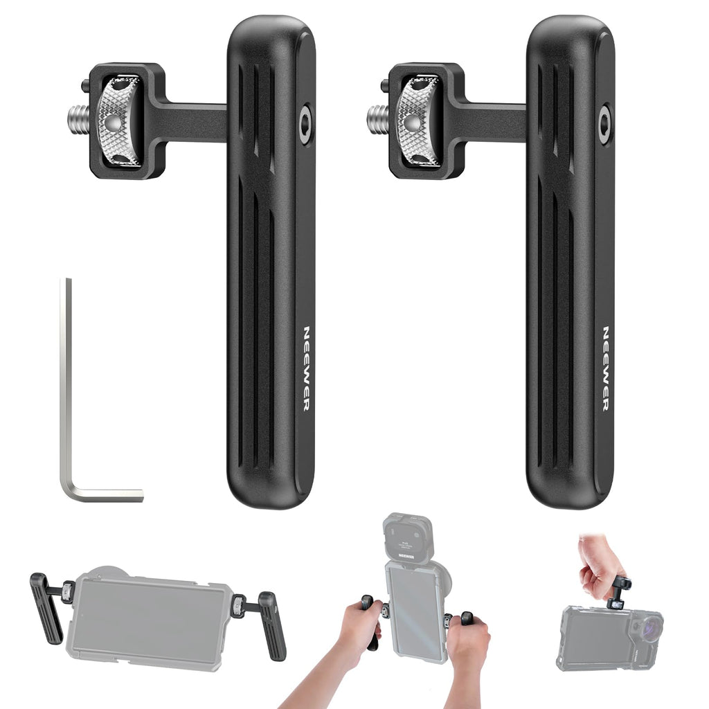 NEEWER 2 Pack Rotatable Side Handle/Top Handle Only for iPhone 15 Pro Max Samsung S24 S23 NEEWER Phone Cages, 1/4" Screw & Anti Twist Pin for Phone Stabilizer Video Rig Video Recording Filming, PA027