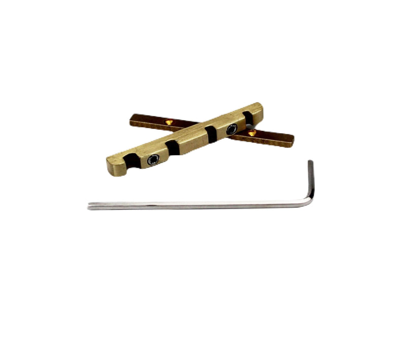 Guyker 4 String Bass Guitar Nut, Adjustable Height Bell Brass Nut Length 38mm Split Regulation Replacement Parts for Jazz Bass, Nut-4BX