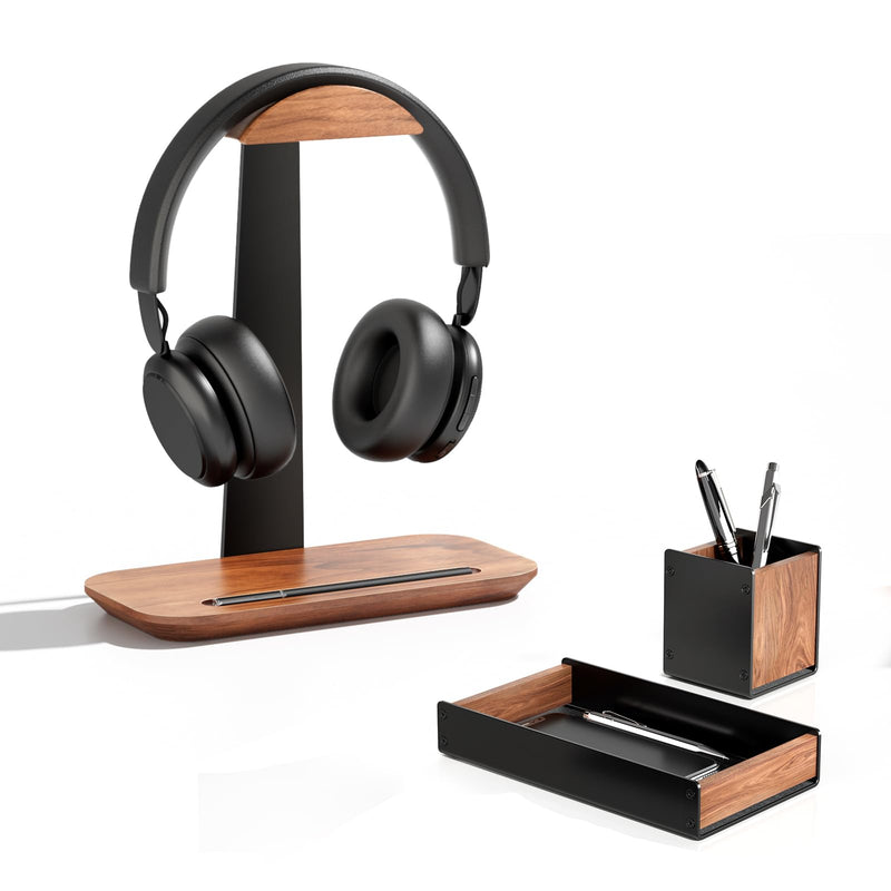 UPERGO Headphone Stand Wood and Desk Draw Organizer