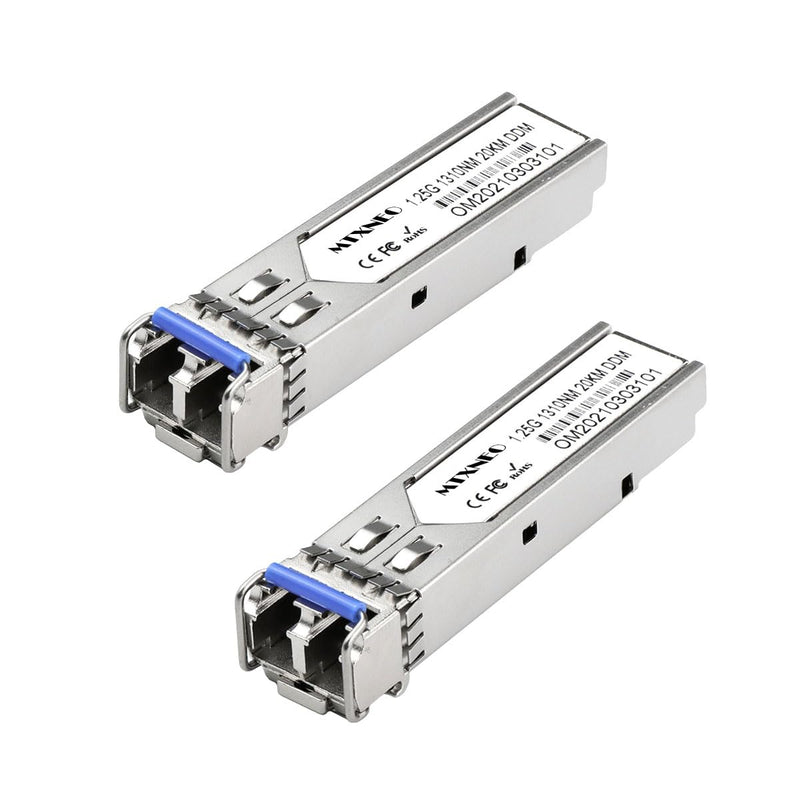 2 Pack 1.25G SMF 1310nm 20km SFP LC Industrial Module 1000Base-LX/LH Fiber Transceiver Compatible for Cisco GLC-LH-SMD, Meraki, Ubiquit, Mikrotik and More with Working Temperature -40 to 167 ºF