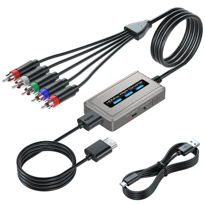 HDMI to Component Converter with Scaler Function, 1080P HDMI to YPbPr Converter Supports 1080i HD Input Grey