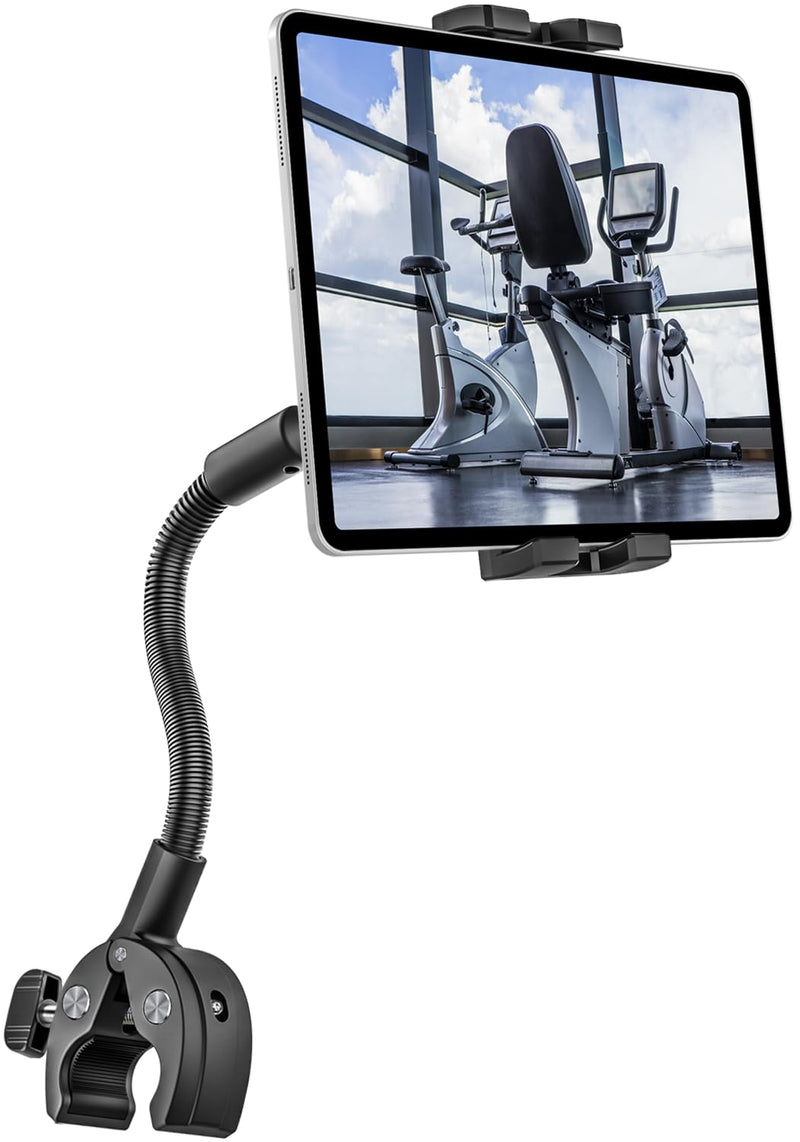 [AUSTRALIA] - woleyi Gooseneck Treadmill Tablet Holder, Exercise Bike Handlebar Clamp for Spin Bike Peloton, Indoor Stationary Bicycle, Elliptical, Stroller for 4.7-13" iPad Pro Air Mini, Phone, Galaxy, Fire, Ebook 