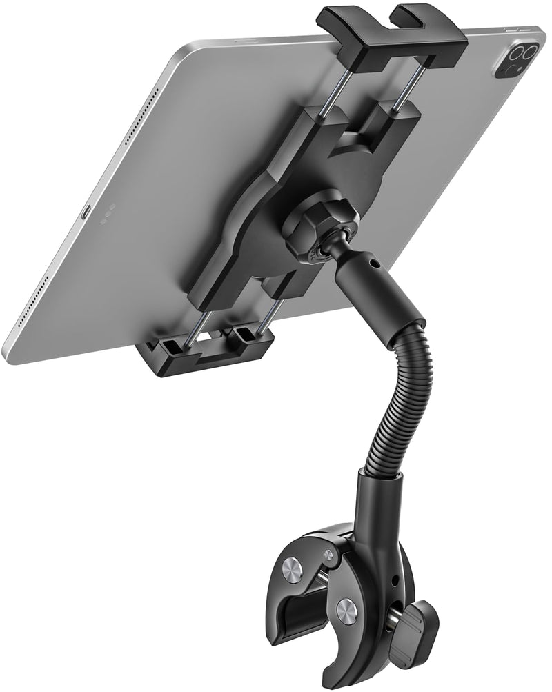 [AUSTRALIA] - Gooseneck Bike Tablet Mount, Bike Holder - Adjustable Arm Tablet Holder for Motorcycle, Bicycle Scooter Handlebar Clamp, Compatible with iPad Pro Air Mini, Galaxy Tabs, Z Fold, iPhone, 4.7-13" Devices 