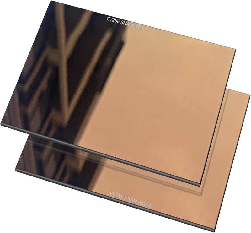 2PCS Welding Helmet Hood Gold Filter Glass Lens 4.5" x 5.25" (SHADES-13) Shades-13