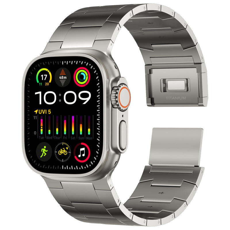 ACESTAR Full Titanium Band Compatible with Apple Watch Ultra 3/2/1 49mm/ Series 10 46mm, 26mm Wide Adjustable Links with Titanium Magnetic Clasp Connectors and DLC Coating 49mm/46mm/45mm/44mm Ti02 Pro Max/26mm Wide/Titanium