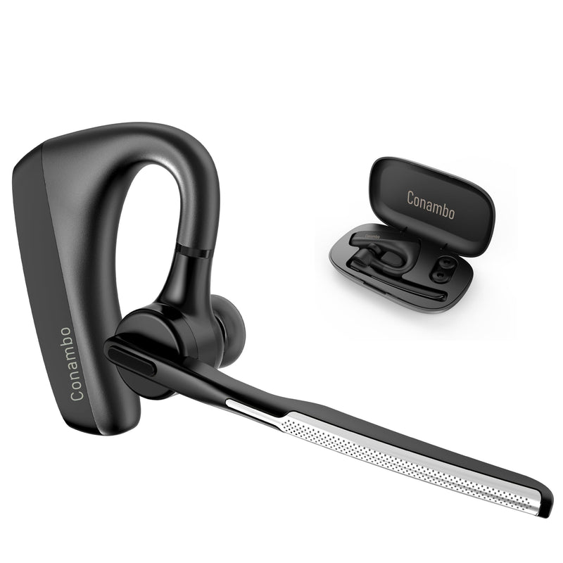 Conambo K18 Wireless Headset Bluetooth V5.1, Bluetooth Earpiece 16 Hrs Talking Time Hands-Free Single Ear Bluetooth Headset with Dual Mic Noise Canceling for Work Trucker iPhone Android Cell Phone