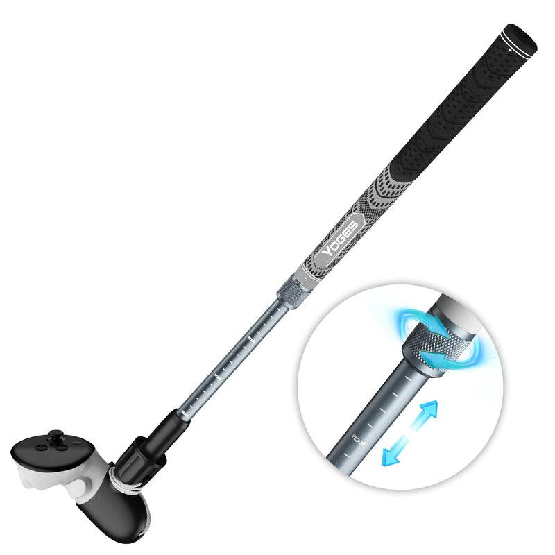 YOGES VR Golf Club Handle Compatible with Meta Quest 3 / Oculus Quest 2, Adjustable Length Realistic Golf Club Attachment Accessories, Virtual Reality Grips (ONLY for Right Controller) Black/Grey
