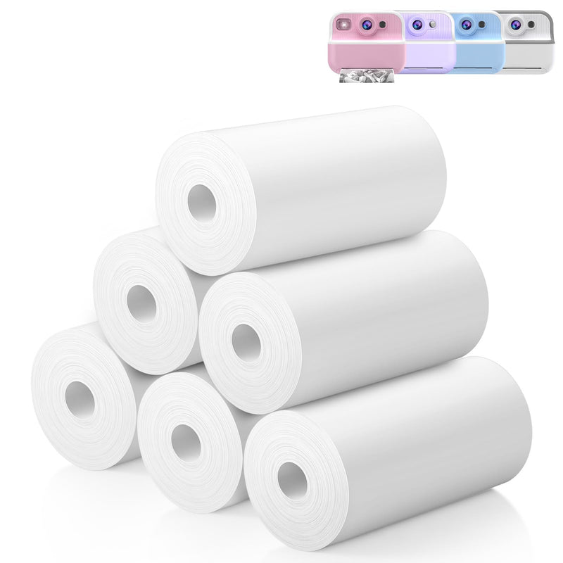 Printer Paper for Kids Instant Print Camera - Thermal Printing Paper Set Refill Replace Printer Paper - Printing Paper Replacement 6 Rolls for TOZDTO Toddler Printing Camera Printing Ppaer, 6 rolls