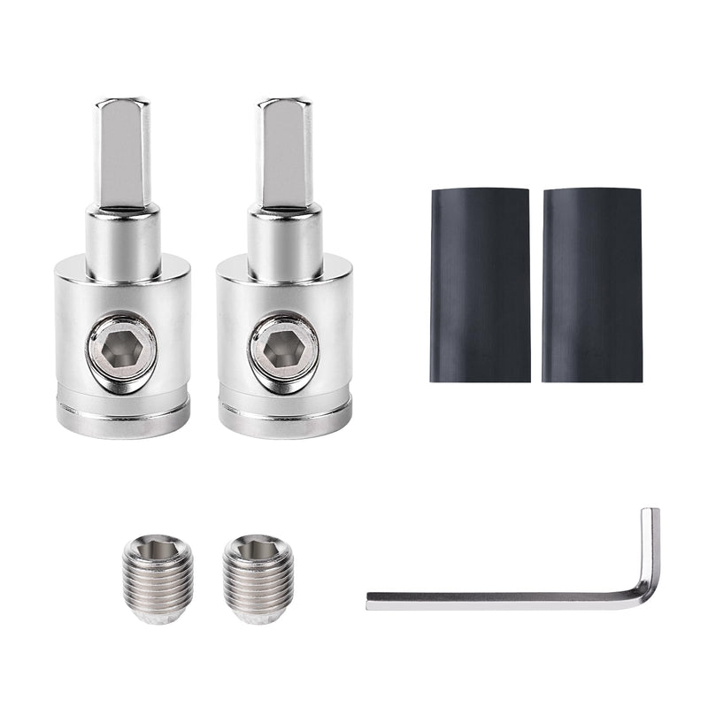 2PCS Heavy-Duty Car Stereo Audio Wire Reducer - 0 Gauge to 4 Gauge for Amp Input, AWG Pin Power & Ground Connection, Fits Most Cars 2PCS（0 to 4 Gauge）