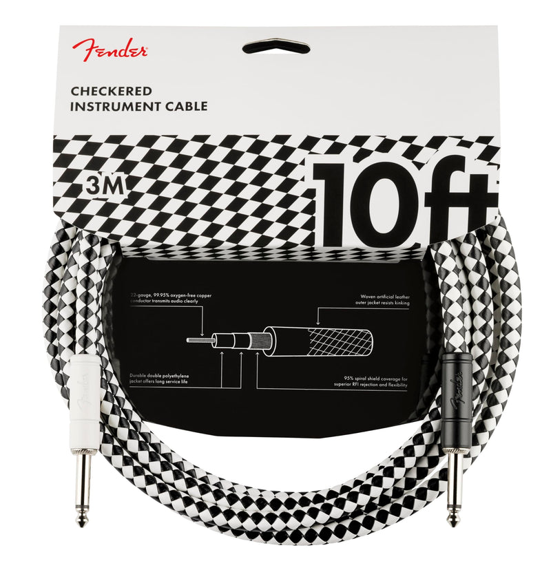 Fender Professional Series Instrument Cable, Guitar Cable, Stocking Stuffers, Guitar Accessories, Straight/Straight, Checkerboard, 10ft