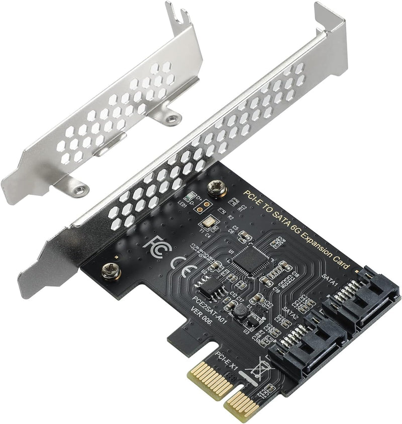 2-port SATA III 6Gbps Expansion Card, SATA Controller Card for PCI-Express Slot 1x 4X 8X 16x, Supports Windows Systems, Ubuntu, Vista