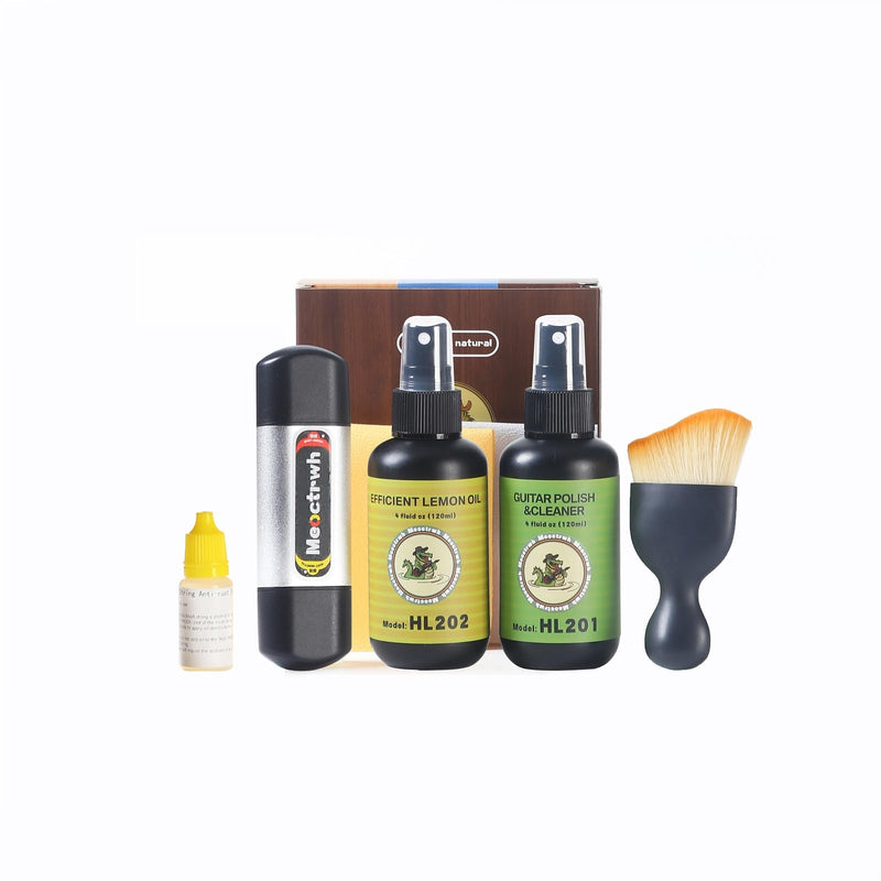 Guitar Cleaning Kit, Fretboard Lemon Oil, Polish and Oil Care, Guitar String Cleaner Tool Brush String, Fret Care, Cleaning Brush & Cleaning Cloth, Extends Fretboard and String Life