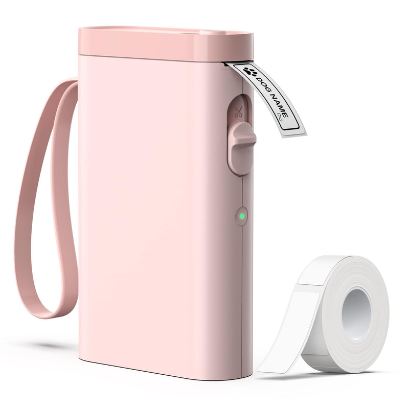 P21 Label Maker Machine with Tape, Bluetooth Label Printer Thermal Mini Label Makers with Built-in Cutter and Multiple Templates, Portable Printers for School, Office, Home Use - Pink