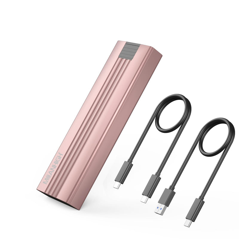 M.2 NVME SATA SSD Enclosure, Tool-Free USB 3.2 Gen 2 10Gbps NVME to USB Adapter, Supports M and B&M Keys External Solid State Drive Case for Size 2242/2260/2280(up to 8TB) Pink