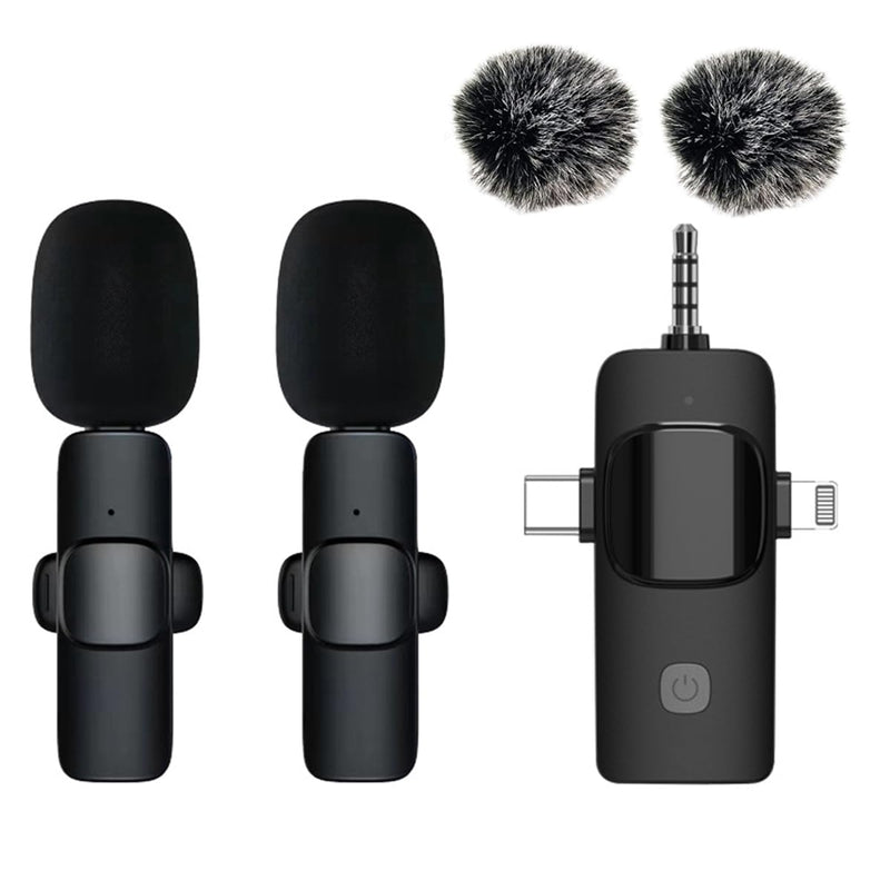 Wireless Lavalier Microphone, Professional Wireless Lavalier Lapel Mic, Portable Clip Mini Mic for Interview/Vlog/Livestream/Podcast/Teaching, Audio & Video for iPhone, Android/Pad/Camera/Laptop