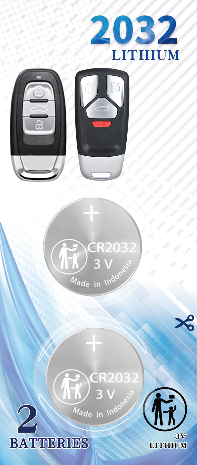Key Fob Battery Replacement for Audi A1 A3 A4 A5 A6 A7 A8 Q3 Q5 Q7 Q8 R8 RS RS3 RS4 RS5 RS6 RS7 S3 S4 S5 S6 S7 S8 SQ5 SQ7 SQ8 TT Quattro TTS Allroad Sportback Remote Key