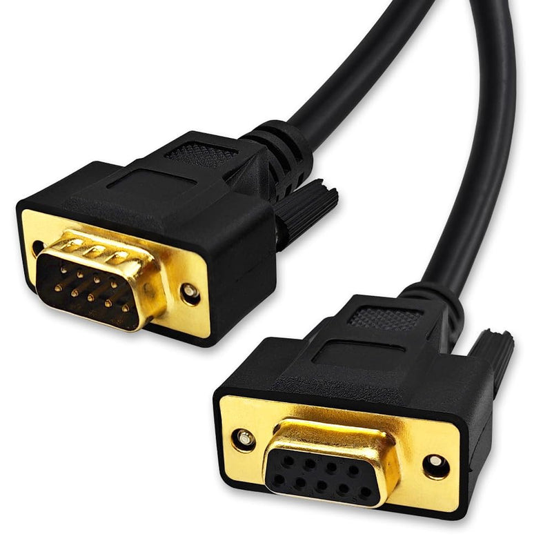 16 Feet(5 Meter) DB9 Straight Through 9 Pin RS232 Serial Extension Cable Double Shielded, Metal Braided&AL-foil, Female to Male, Black, SC902S10FM 16 feet(5 meter)