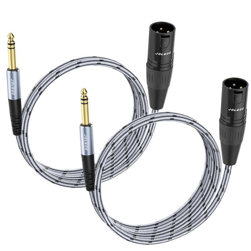XLR to 1/4 TRS Stereo Adapter, 6.35mm Dual Channel, 3-pin XLR Male, Balanced Microphone Audio Converter Cable 2 Pack (2ft) 2 Feet