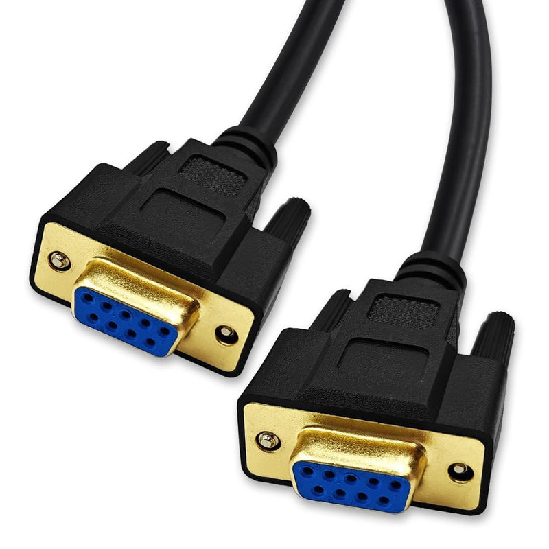 3.3 Feet(1 Meter) RS232 Null Modem Cable DB9 2 3 Cross TX RX Line Double Shielded(Metal Braiding&AL-foil) Female to Female, Black, SC902X07FF 3.3 feet(1 meter)