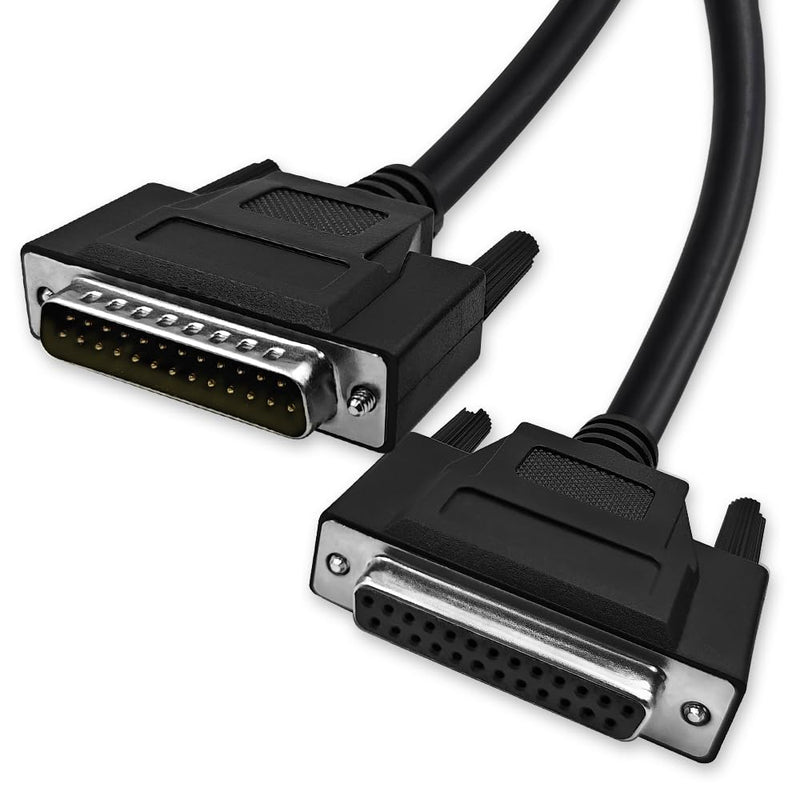 DB25 25 Pin 6.6 Feet(2 Meter) Two Row Straight Through Serial Cable, Double Shielded(Metal Braiding&AL-foil), Female to Male, Black, SC920S08FM 6.6 feet(2 meter)