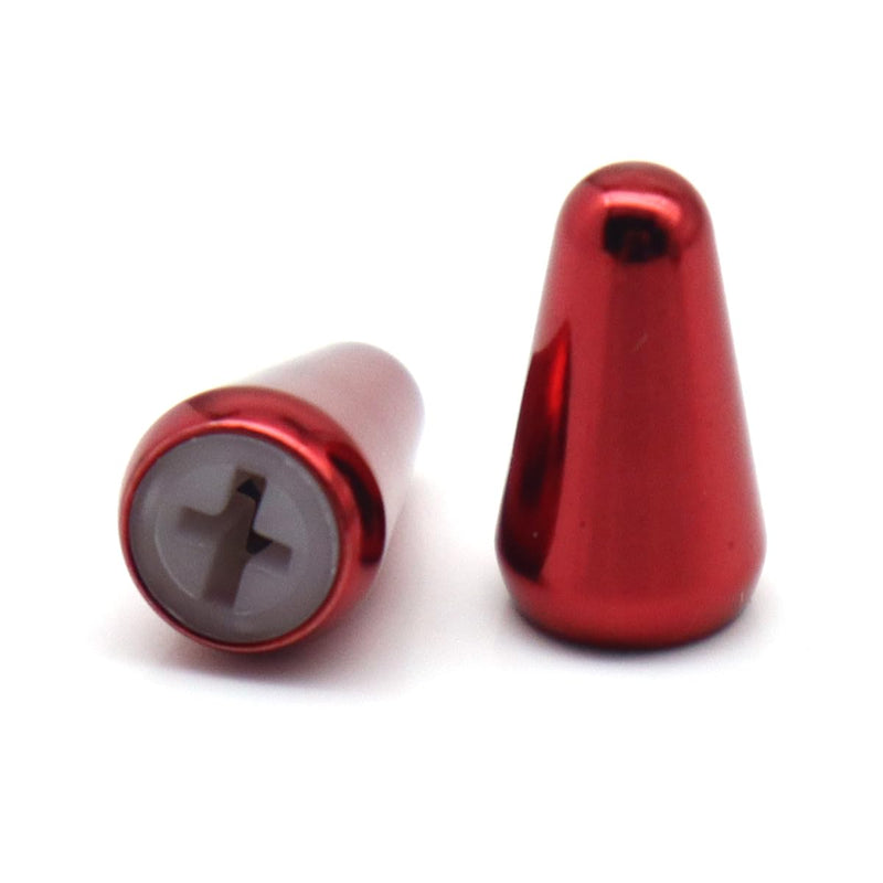 2pcs Guitar 5 Way Pickup Switch Tip metal Switch Cap Switch Knob for Strat TELE (Red) Red