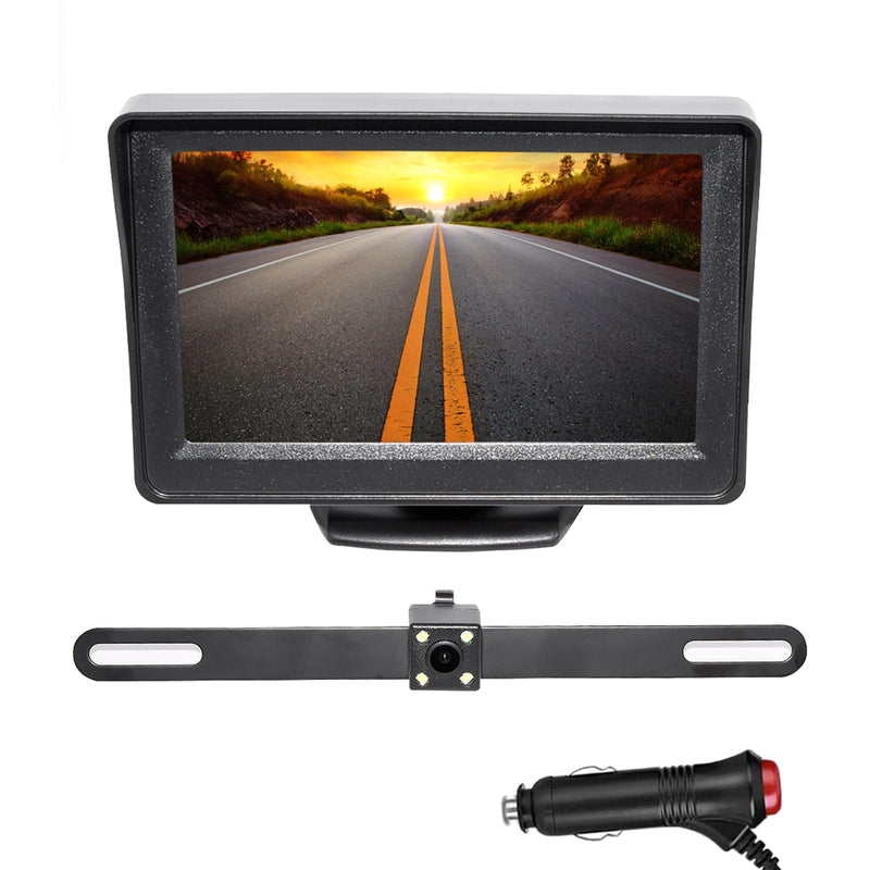 Backup Camera with Monitor Kit, 4.3 inch Rear View Monitor Waterproof IP67 Night Vision Reverse Camera, Backup Camera System for Car, Plug-Play Reversing Camera