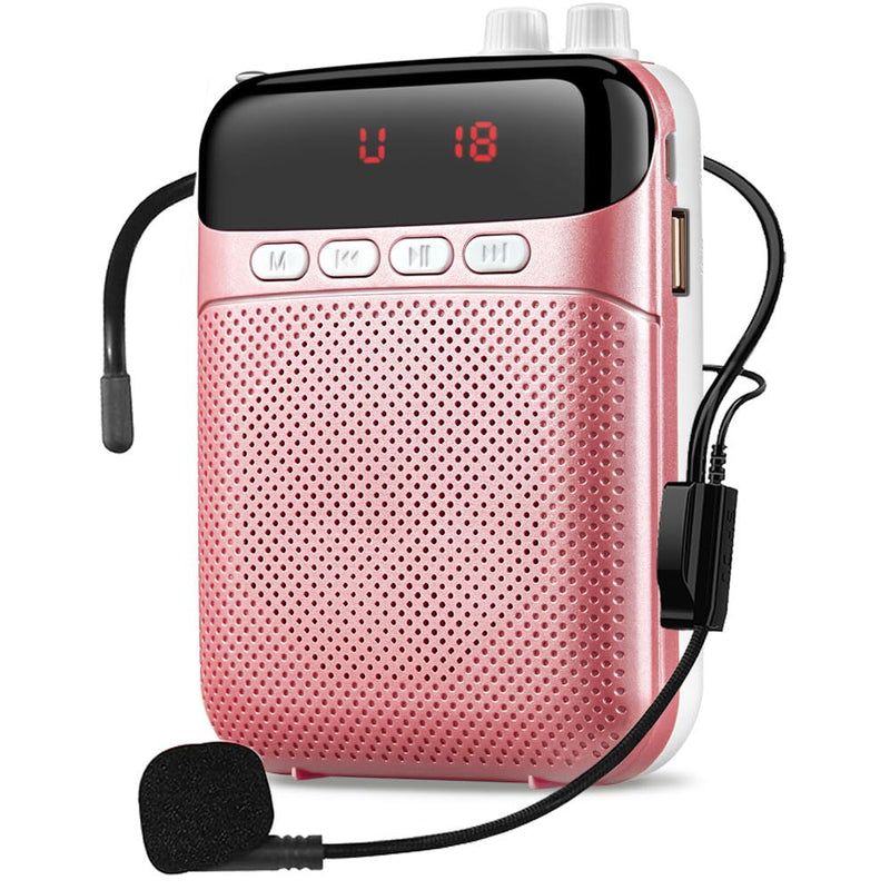 Portable Voice Amplifier for Teachers,2400mAh Personal Amplifier Headset for Speaking Rechargeable PA System Microphone for Teachers/Training/Meeting/Tour Guide/Yoga/Classroom(Rose)