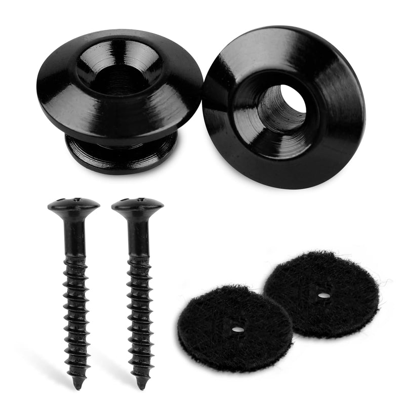 [AUSTRALIA] - 2 Packs Guitar Strap Buttons, Copper Acoustic Guitar Strap Locks Pins End with Screws and Felt Pads Guitar Straplock Peg Guitar Strap Accessories for Electric Guitar Ukulele Bass (Black) black 