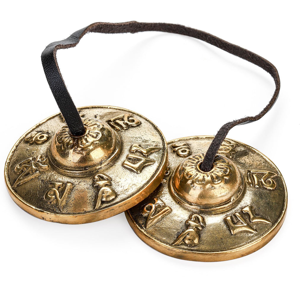 Foraineam Tingsha Cymbals Meditation Chime Bells, 2.5 Inch Brass Tibetan Tingsha Bells Relaxation Musical Instruments for Mindfulness, Chakra Healing, Stress Relief, Sound Awakening, Yoga Meditation